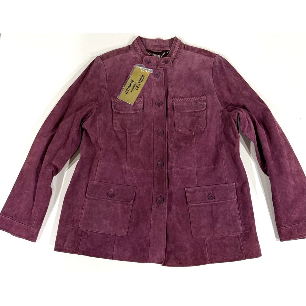 NWT Vintage Dennis Basso Y2K Plum Suede Jacket Large Boho Whimsigoth Genuine